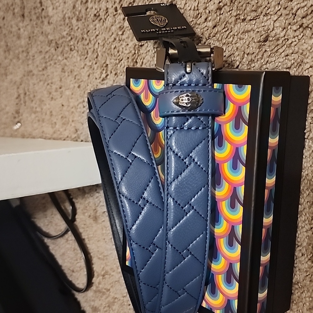 Kurt Geifer Blue Quilted Leather Belt